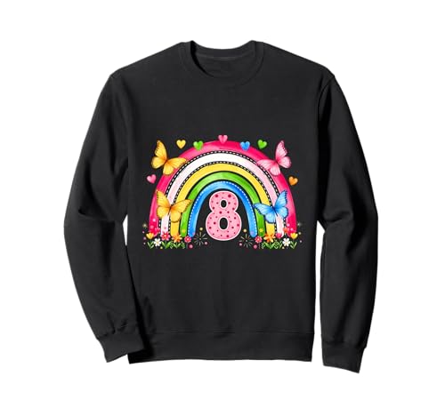 Children's Birthday 8 Girls Rainbow Eighth 8 Years Old Outfi Sweatshirt von Kinder Geburtstage Deko Regenbogen Party Mädchen