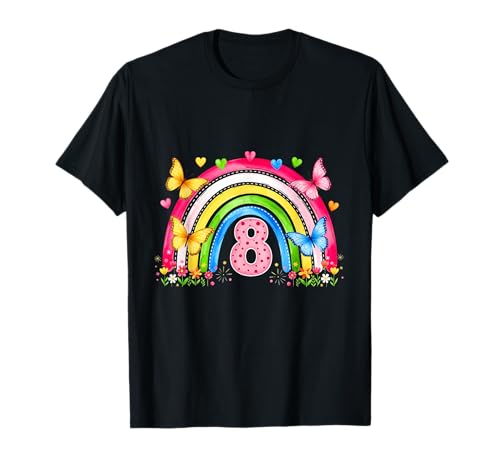 Children's Birthday 8 Girls Rainbow Eighth 8 Years Old Outfi T-Shirt von Kinder Geburtstage Deko Regenbogen Party Mädchen