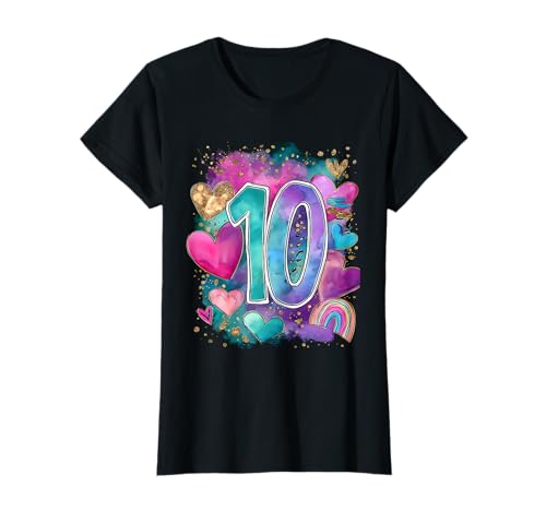 Geburtstag 10 Mädchen Regenbogen Zehn Jahre alt T-Shirt von Kinder Geburtstage Deko Regenbogen Party Mädchen