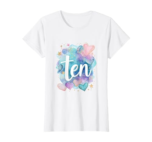 Geburtstag 10 Mädchen Regenbogen Zehn Jahre alt T-Shirt von Kinder Geburtstage Deko Regenbogen Party Mädchen