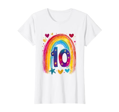Geburtstag 10 Mädchen Regenbogen Zehn Jahre alt T-Shirt von Kinder Geburtstage Deko Regenbogen Party Mädchen