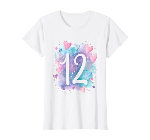 Geburtstag 12 Mädchen Regenbogen Zwölf Jahre alt T-Shirt von Kinder Geburtstage Deko Regenbogen Party Mädchen