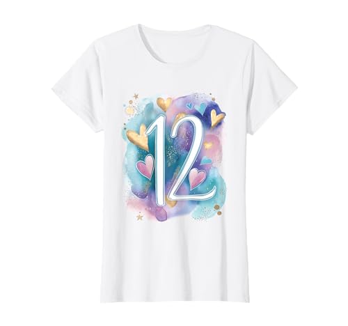 Geburtstag 12 Mädchen Regenbogen Zwölf Jahre alt T-Shirt von Kinder Geburtstage Deko Regenbogen Party Mädchen