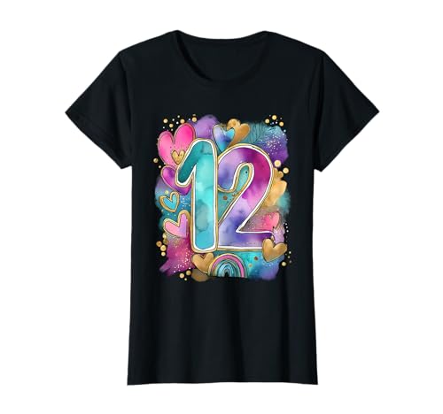 Geburtstag 12 Mädchen Regenbogen Zwölf Jahre alt T-Shirt von Kinder Geburtstage Deko Regenbogen Party Mädchen