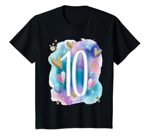 Kinder Geburtstag 10 Mädchen Regenbogen Zehn Jahre alt T-Shirt von Kinder Geburtstage Deko Regenbogen Party Mädchen