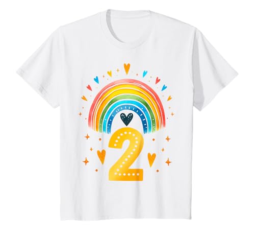 Kinder Geburtstag 2 Mädchen Regenbogen Fee Zwei 2 Jahre T-Shirt von Kinder Geburtstage Deko Regenbogen Party Mädchen