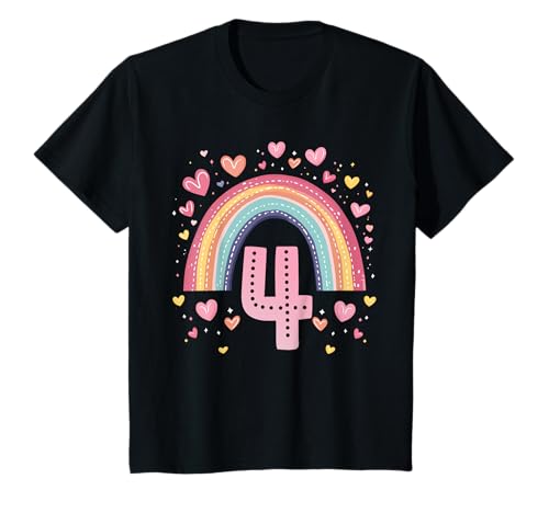 Geburtstag 4 Mädchen Regenbogen Fee Vier 4 Jahre T-Shirt von Kinder Geburtstage Deko Regenbogen Party Mädchen