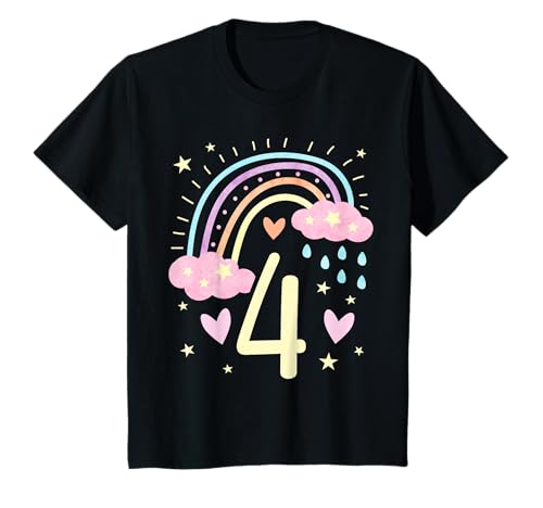 4. Geburtstag Regenbogen Schmetterling Vierter Geburtstag Mädchen 4 Jahre T-Shirt 4. Geburtstag Regenbogen Schmetterling Vierter Geburtstag Mädchen 4 Jahre T-Shirt von Birthday Girl Colorful Rainbow Party Outfit