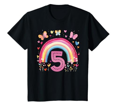Geburtstag 5 Mädchen Regenbogen Fee Fünfter 5 Jahre alt T-Shirt von Kinder Geburtstage Deko Regenbogen Party Mädchen
