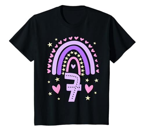 Geburtstag 7 Jahre Mädchen Regenbogen Sieben Geburtstag T-Shirt von Kinder Geburtstage Deko Regenbogen Party Mädchen