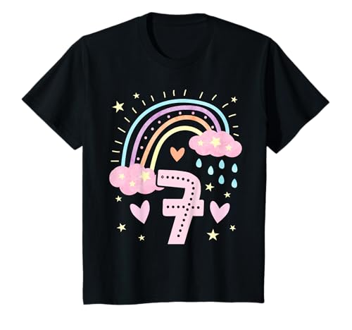 Geburtstag 7 Jahre Mädchen Regenbogen Sieben Geburtstag T-Shirt von Kinder Geburtstage Deko Regenbogen Party Mädchen