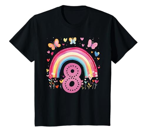 Geburtstag 8 Mädchen Regenbogen Fee Acht 8 Jahre T-Shirt von Kinder Geburtstage Deko Regenbogen Party Mädchen