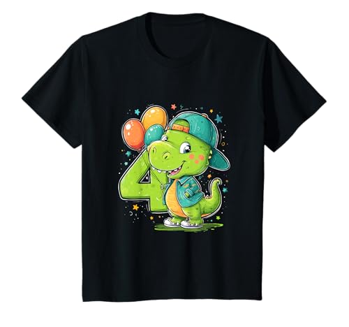 Kinder Geburtstag 4 Junge Dinosaurier Vier 4 Jahre Dino T-Shirt Kinder Geburtstag 4 Junge Dinosaurier Vier 4 Jahre Dino T-Shirt von Kinder Geburtstage Dinosaurier Party Outfit