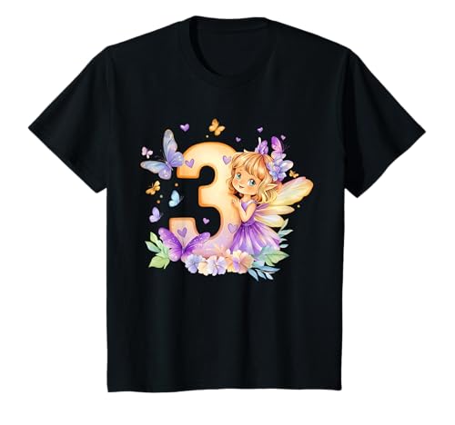 Kinder Geburtstag 3 Mädchen Birthday Girl Fee DREI 3 Jahre T-Shirt von Kinder Geburtstage Fee Zauberwald Party Outfit
