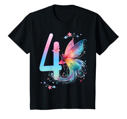Geburtstag 4 Mädchen Birthday Girl Fee Vier 4 Jahre T-Shirt von Kinder Geburtstage Fee Zauberwald Party Outfit