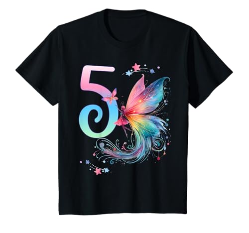 Kinder Geburtstag 5 Mädchen Birthday Girl Fee Fünfter 5 Jahre alt T-Shirt von Kinder Geburtstage Fee Zauberwald Party Outfit