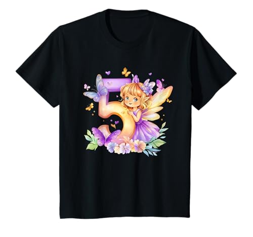 Kinder Geburtstag 5 Mädchen Birthday Girl Fee Fünfter 5 Jahre alt T-Shirt von Kinder Geburtstage Fee Zauberwald Party Outfit