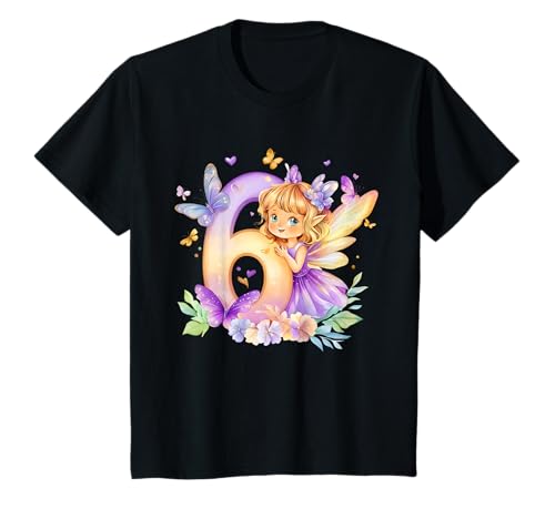 Kinder Geburtstag 6 Mädchen Birthday Girl Fee Party 6 Jahre alt T-Shirt von Kinder Geburtstage Fee Zauberwald Party Outfit