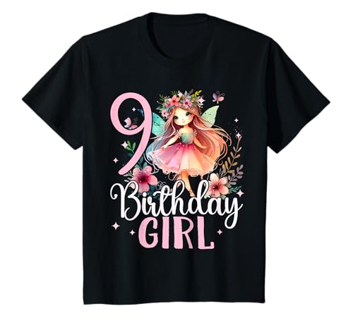 Geburtstag 9 Mädchen Birthday Girl Fee Neun 9 Jahre T-Shirt von Kinder Geburtstage Fee Zauberwald Party Outfit