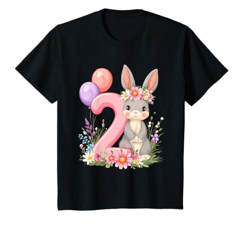 Kinder Geburtstag 2 Hase Waldtier Mädchen Zwei 2 Jahre alt T-Shirt von Kinder Geburtstage Hase Kaninchen Party Outfit