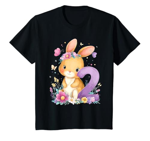 Kinder Geburtstag 2 Hase Waldtier Mädchen Zwei 2 Jahre alt T-Shirt von Kinder Geburtstage Hase Kaninchen Party Outfit