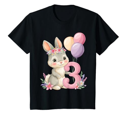 Kinder Geburtstag 3 Hase Waldtier Mädchen DREI 3 Jahre alt T-Shirt von Kinder Geburtstage Hase Kaninchen Party Outfit