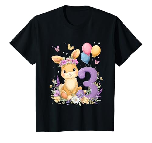 Kinder Geburtstag 3 Hase Waldtier Mädchen DREI 3 Jahre alt T-Shirt von Kinder Geburtstage Hase Kaninchen Party Outfit