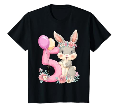 Kinder Geburtstag 5 Hase Waldtier Mädchen Fünf 5 Jahre alt T-Shirt von Kinder Geburtstage Hase Kaninchen Party Outfit