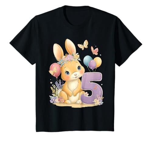 Kinder Geburtstag 5 Hase Waldtier Mädchen Fünf 5 Jahre alt T-Shirt von Kinder Geburtstage Hase Kaninchen Party Outfit