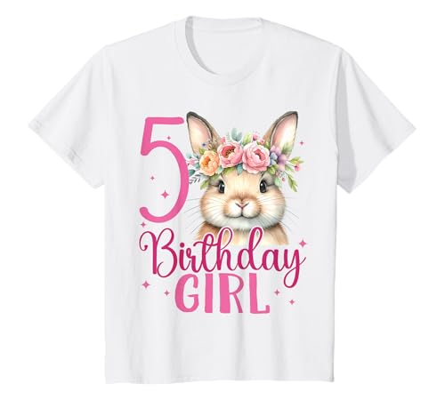 Kinder Geburtstag 5 Hase Waldtier Mädchen Fünf 5 Jahre alt T-Shirt von Kinder Geburtstage Hase Kaninchen Party Outfit