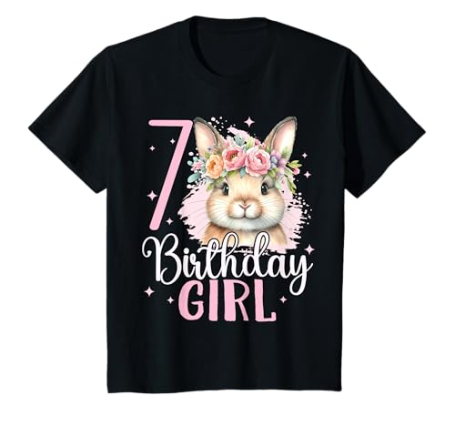 Geburtstag 7 Hase Waldtier Mädchen Sieben 7 Jahre alt T-Shirt von Kinder Geburtstage Hase Kaninchen Party Outfit