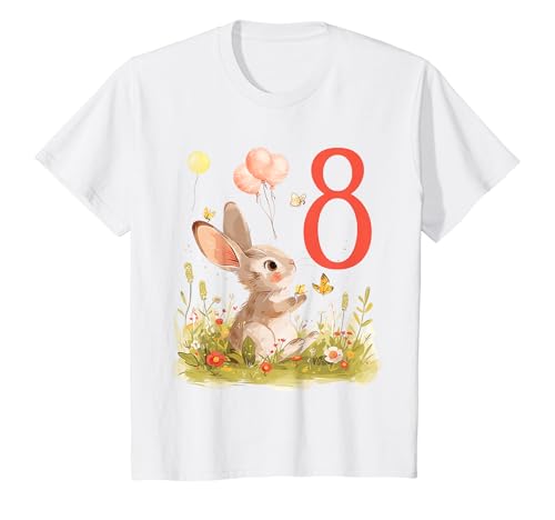 Kinder Geburtstag 8 Hase Waldtier Mädchen Acht 8 Jahre alt T-Shirt von Kinder Geburtstage Hase Kaninchen Party Outfit
