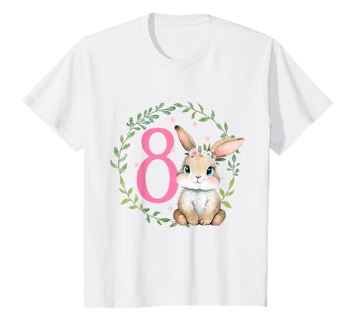 Kinder Geburtstag 8 Hase Waldtier Mädchen Acht 8 Jahre alt T-Shirt von Kinder Geburtstage Hase Kaninchen Party Outfit