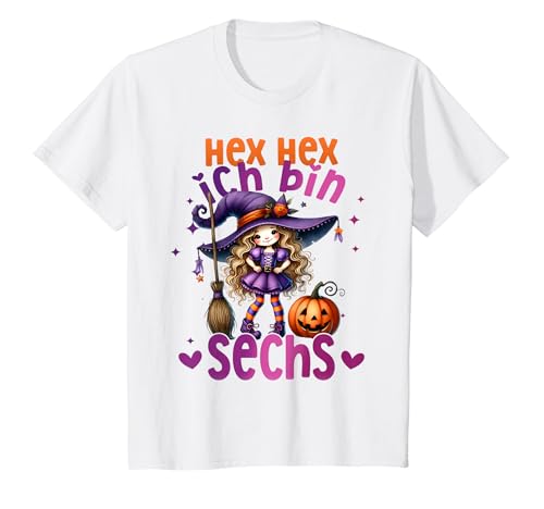 Kinder Geburtstag 6 Mädchen Hexe Süß Party 6 Jahre alt T-Shirt von Kinder Geburtstage Hexe Zauberer Party Outfit
