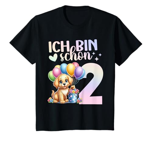 Kinder Geburtstag 2 Mädchen Hund Süß Zwei 2 Jahre T-Shirt Kinder Geburtstag 2 Mädchen Hund Süß Zwei 2 Jahre T-Shirt von Kinder Geburtstage Hund Welpe Party Outfit