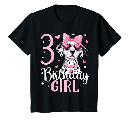 Geburtstag 3 Mädchen Hund Süß Drei 3 Jahre T-Shirt Geburtstag 3 Mädchen Hund Süß Drei 3 Jahre T-Shirt von Kinder Geburtstage Hund Welpe Party Outfit