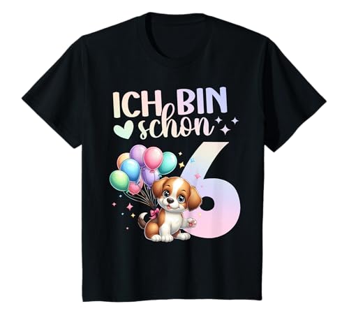 Geburtstag 6 Mädchen Hund Süß Party 6 Jahre alt T-Shirt von Kinder Geburtstage Hund Welpe Party Outfit