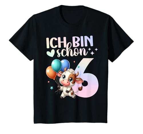 Kinder Geburtstag 6 Mädchen Kuh Kalb Süß Party 6 Jahre alt T-Shirt Kinder Geburtstag 6 Mädchen Kuh Kalb Süß Party 6 Jahre alt T-Shirt von Kinder Geburtstage Kuh Bauernhof Party Outfit