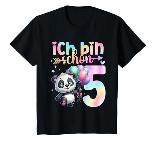 Geburtstag 5 Mädchen Panda Süß Fünfter 5 Jahre alt T-Shirt von Kinder Geburtstage Panda Dschungel Party Outfit
