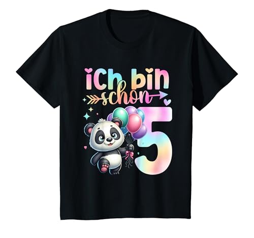 Kinder Geburtstag 5 Mädchen Panda Süß Fünfter 5 Jahre alt T-Shirt von Kinder Geburtstage Panda Dschungel Party Outfit