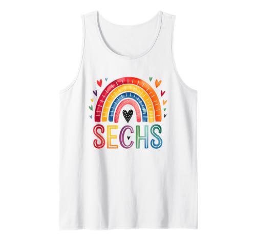 Kinder Geburtstag 6 Mädchen Regenbogen Fee Sechster 6 Jahre Tank Top von Kinder Geburtstage Regenbogen bunt mit Herzen