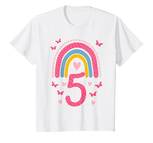 Kinder Geburtstag 5 Mädchen Regenbogen Fee Fünfter 5 Jahre alt T-Shirt von Kinder Geburtstage Regenbogen bunt