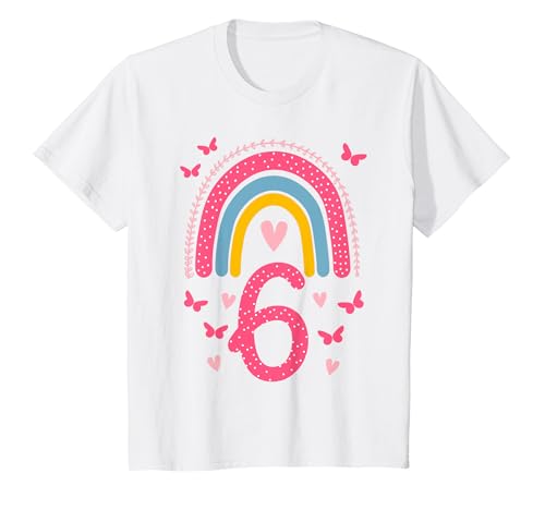 Kinder Geburtstag 6 Mädchen Regenbogen Fee Party 6 Jahre alt T-Shirt von Kinder Geburtstage Regenbogen bunt
