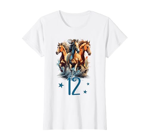 Geburtstag 12 Mädchen Pferd Reiten Stall Zwölf 12 Jahre alt T-Shirt von Kinder Geburtstage Reiten Pferde Party Outfit
