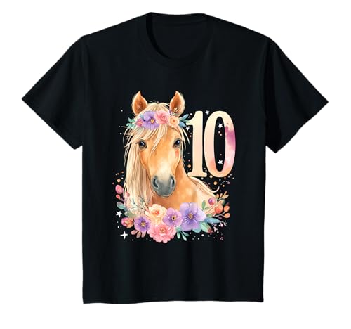 Kinder Geburtstag 10 Mädchen Pferd Reiten Stall Zehn Jahre T-Shirt von Kinder Geburtstage Reiten Pferde Party Outfit