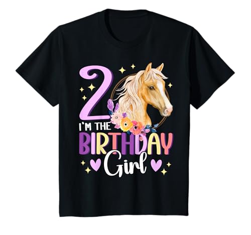 Geburtstag 2 Mädchen Pferd Reiten Stall Zwei 2 Jahre T-Shirt von Kinder Geburtstage Reiten Pferde Party Outfit