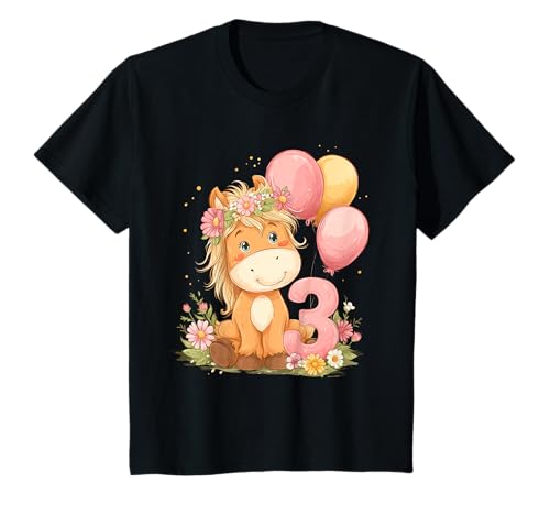 Kinder Geburtstag 3 Mädchen Pferd Reiten Stall DREI Jahre T-Shirt von Kinder Geburtstage Reiten Pferde Party Outfit