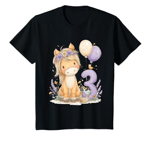 Kinder Geburtstag 3 Mädchen Pferd Reiten Stall DREI Jahre T-Shirt von Kinder Geburtstage Reiten Pferde Party Outfit
