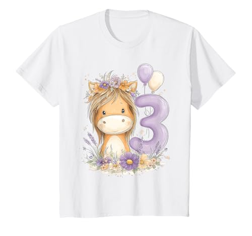 Kinder Geburtstag 3 Mädchen Pferd Reiten Stall DREI Jahre T-Shirt von Kinder Geburtstage Reiten Pferde Party Outfit