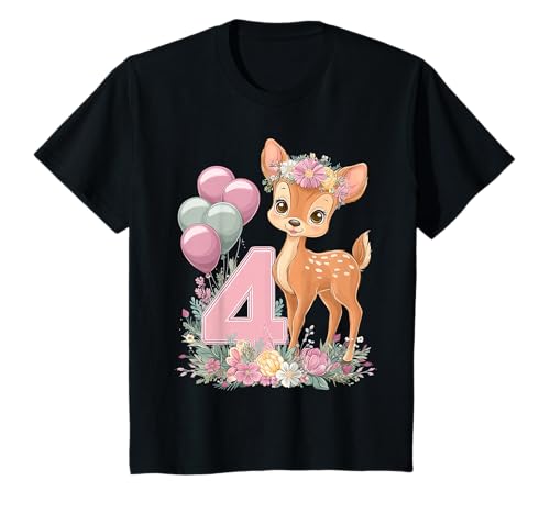 Kinder Geburtstag 4 Mädchen Pferd Reiten Stall Vier Jahre T-Shirt von Kinder Geburtstage Reiten Pferde Party Outfit